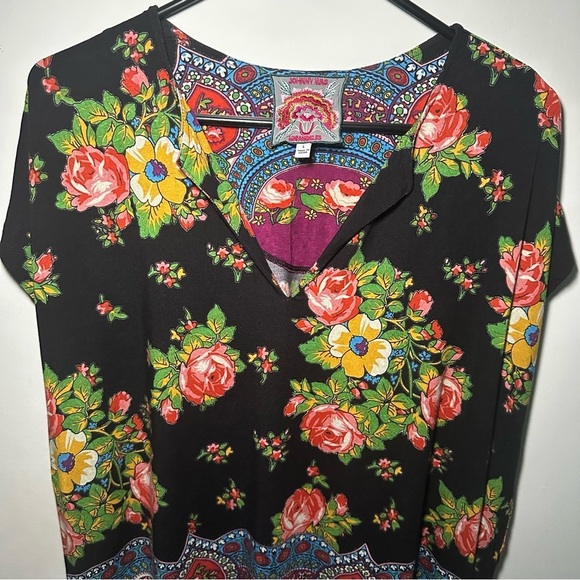 Johnny Was The Janie Favorite Dolman Artsy V-Neck Floral Tee Art To Wear Top Lg - Picture 4 of 14